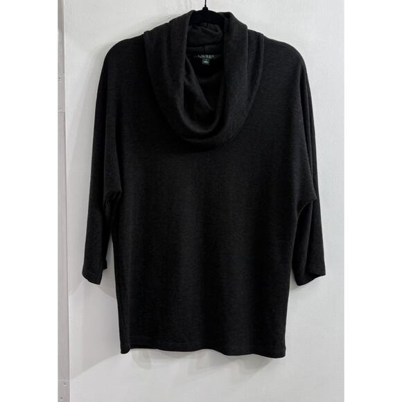 Polo Ralph Lauren Womens M Wool Blend Cowl Neck Sweater Dark Gray‎ Dolman Lagen - Picture 1 of 10